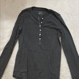 Gray Long Sleeve Henley Shirt